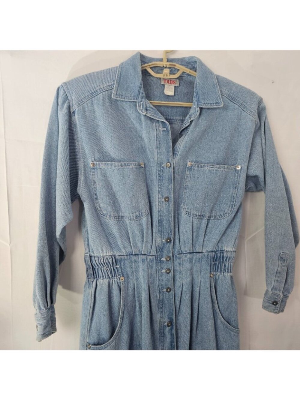 Vintage Fads Midi Jean Dress Womens 8 Denim Button Up Long Sleeve Pocket Collar - Picture 3 of 8